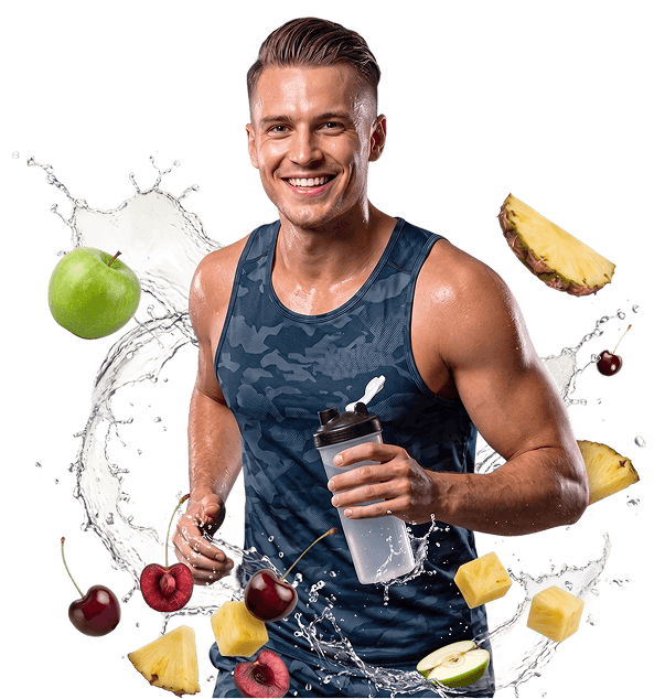 A running, athletic man